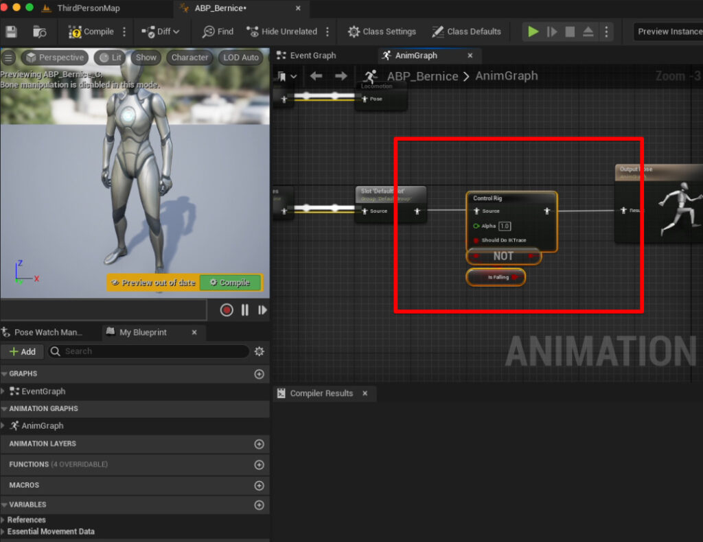 MetaHumanの3DモデルをUnreal Engin5で動かす方法。FootIKを有効にする。